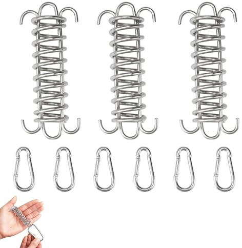 VIDSTW 3 Piezas Tensores para Toldos Muelles para Toldos Vela Inoxidable con 6 Ganchos Muelle Tensor con Doble Gancho Vela Sombra Accesorios Reutilizable Tiendas Campaña Aire Libre