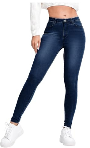 Nuqqichongtian Damen Jeans High Waist Stretch Denim Jeanshosen Skinny Slim Fit Röhrenjeans Bleistiftjean Lässige Pant Strecken Schlank Stylische Hosen Yogahose