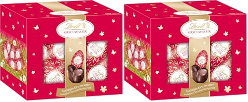 Lindt Schokolade | Kirschwasser-Eier Box | 450g | Vollmilch-Schokoladeneier mit feiner Kirschwasser-Füllung |Ostereier mit Alkohol | Osterschokolade für Erwachsene zum Teilen & Genießen