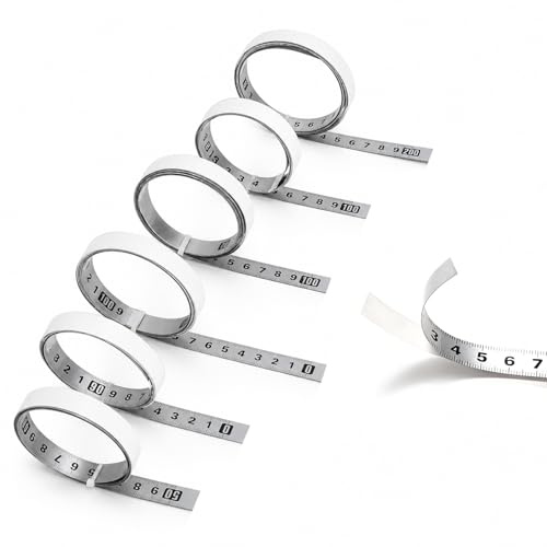 6 Pièces Mètre Ruban Autocollant, Mètre Ruban Adhésif, Règle Métrique Auto-adhésive 1m/2m - Règle Autocollante en Acier au Carbone pour Établi, Machine, Menuiserie