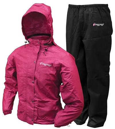 frogg toggs Allzweck-Damen-Regen- und Windanzüge, Kirschrot/Schwarz, Größe L