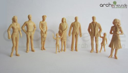 8 x Modell Figuren, stehende, hautfarb unbemalt, für Modellbau 1:25, Spur G