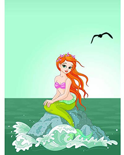 Wee Blue Coo Nursery Mermaid Fish Tail Girl Ocean Gull Green Kids Bedroom Art Print Poster Wall Decor Kunstdruck Poster Wand-Dekor-12X16 Zoll