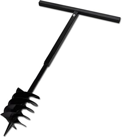 vidaXL Taladro de Tierra Espiral Triple con Mango para Plantar Acero 180 mm, Negro