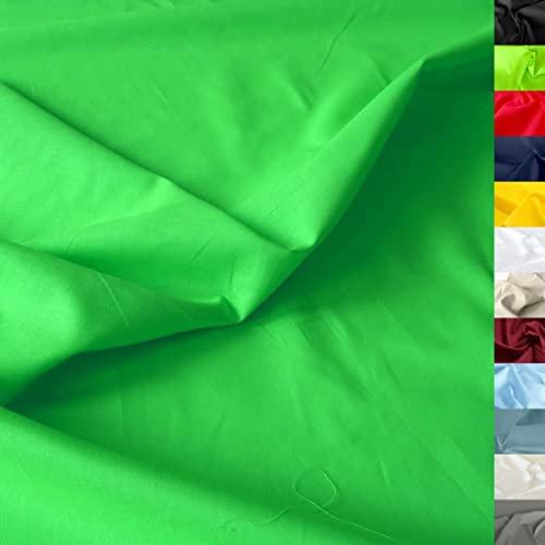 TOLKO 50cm Baumwollstoff Meterware uni | Popeline Stoff aus ÖkoTex Baumwolle in leuchtenden Farben | Kleiderstoff Dekostoff Vorhangstoff Bezugsstoff Patchwork Kinder Stoffe zum Nähen (Grün)