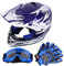 Samger DOT Jugend Kinder Offroad Helm Motocross Helm Dirt Bike ATV Motorrad Helm Handschuhe Brille(M,Blau)