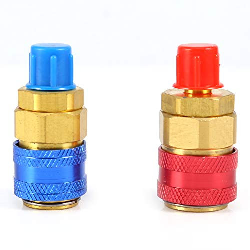 R134a Auto Schnellkupplung, Stecker Messing Adapter Low & High Side AC Verteiler Schnellkupplung für Klimaanlage Kältemittel Adapter Hoch & Nieder