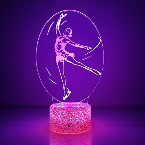 HPBN8 Ltd Kreative 3D Skaten für Frauen Nacht Licht Lampe USB Power 7 Farben Amazing Optical Illusion 3D LED Lampe Formen Kinder Schlafzimmer Geburtstag Weihnachten Geschenke