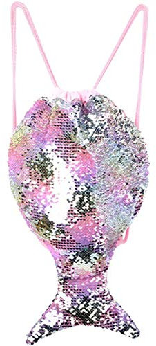 Magischer Meerjungfrau Pailletten Rucksack,30*50cm Reversibler Glitzer Niedlich Turnbeutel Sport & Tanz Rucksack mit Kordelzug Turnbeutel Verspielt Funkelnde Tanztasche für Mädchen Teens Damen
