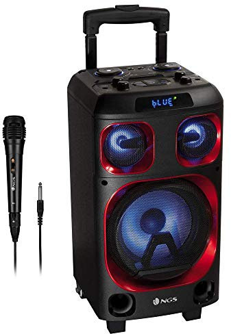 NGS Wild SKA Zero - Enceinte Portable 120W Compatible avec Tecnologie Bluetooth et True Wireless Stereo, Woofer 8 + Double Tweeter 3, Inclut Microphone pour Karaoke (Micro SD/USB/AUX in/), Noir