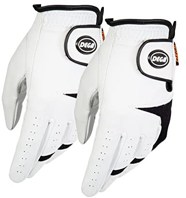 DEGA Golfhandschuhe, 100 % Cabretta-Leder, für Herren, linke Hand, weiches Gefühl, Tour, bevorzugt, Größe M/L, D01, 2 Stück