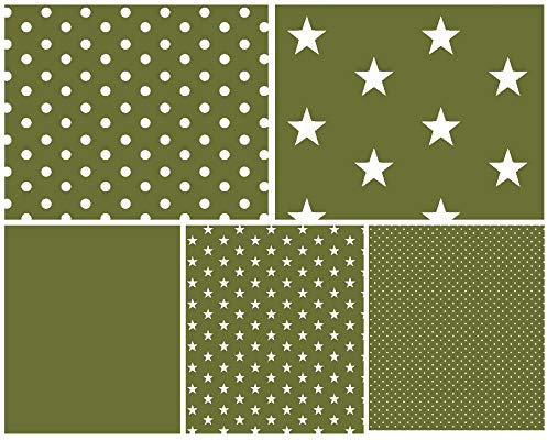babrause® Stoffpaket Baumwollstoff 5x(50x150cm) Öko Tex zertifiziert - Patchworkstoffe (olive)