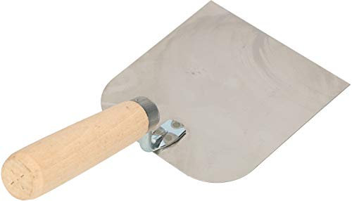 Kotarbau® Truelle de maçon en acier inoxydable 128 mm x 120 mm avec manche en bois Truelle de plâtre carrée Spatule de stucateur indispensable pour travaux de maçonnerie
