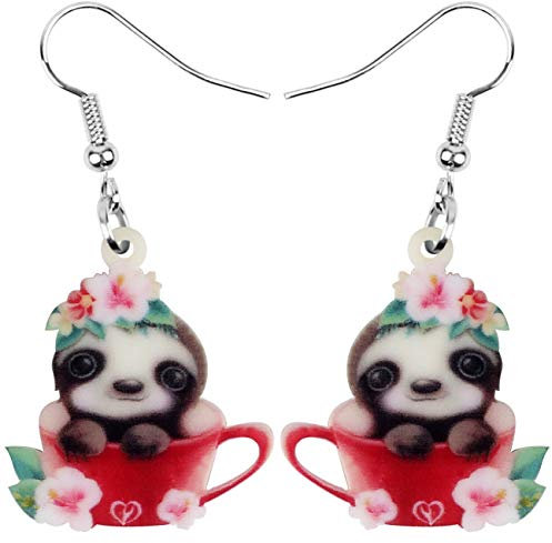 DUOWEI Ruhender Südamerikanisches Faultier Acryl Ohrringe Süß Jewelry mit Love Message für Frauen Mädchen Geschenke (Mehrfarbig)