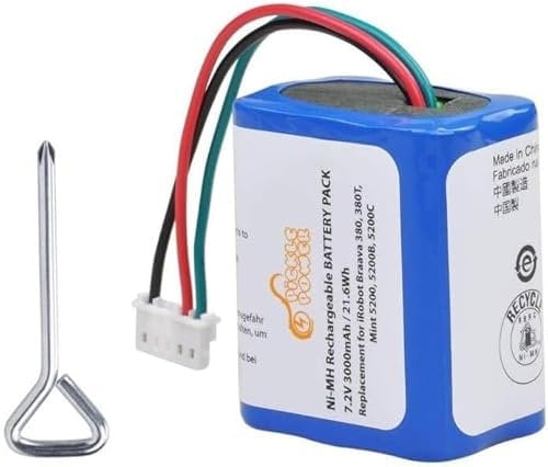 Pickle Power 7.2V 3000mAh NI-MH Akku für iRobot Braava 380T, 380, 390T, Mint 5200, 5200B, 5200C Staubsauger