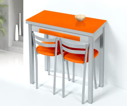 KITKAY Mesa Libro de Cristal Lena de 80x40 con Cajón - Muestra Cristal Naranja