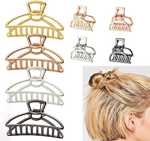 xutong 8 Stücke Metall Haarklammern Rosegold Clips Set, 4 cm Klein und 7,6 cm Groß Sichelförmige Haarspange für Damen Mädchen mit dicken Haaren zum Fixieren des Haares