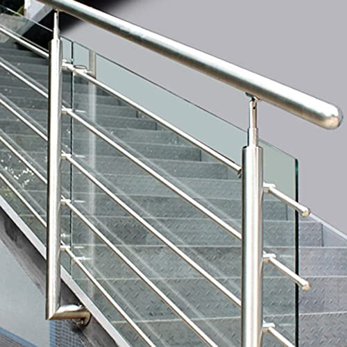 Ringhiera per Scale Interne/ Esterni Ringhiera per scale per montaggio a parete con gradini in cemento per esterni - moderna barra di sostegno in acciaio inossidabile con staffe, garage/patio/balcone