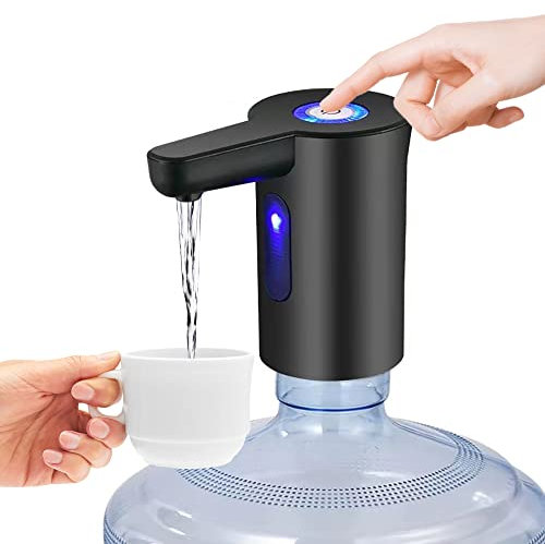 Black Portable Automatic Water Bottle Pump for 2-5 Gallon Bottle - Electric, USB, Universal - Home, Kitchen, Office, School, Outdoor Camping