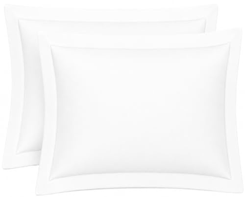 Night Zone Pillow Cases 200 Thread Count Egyptian Cotton Pillowcases 2 Pack Soft Cozy and Breathable Envelope Closure Cotton Pillow Cases 50x75 cm (Oxford Pillow Cases, White)