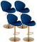 chairus 4er Set Drehbarer Barhocker aus Samt Hohe Hocker Höhenverstellbar Barstuhl Ohne Arme Küchenstühle mit Fußstütze (Blau(Samt)-4)