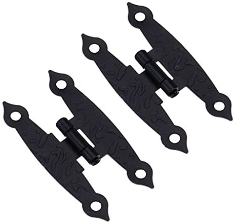 2 Stück 65 * 33 mm schwarz antike Schranktür Gepäck Scharniere Schmuck Geschenkboxen Vintage alte H Scharniere Möbel Dekoration mit Schrauben