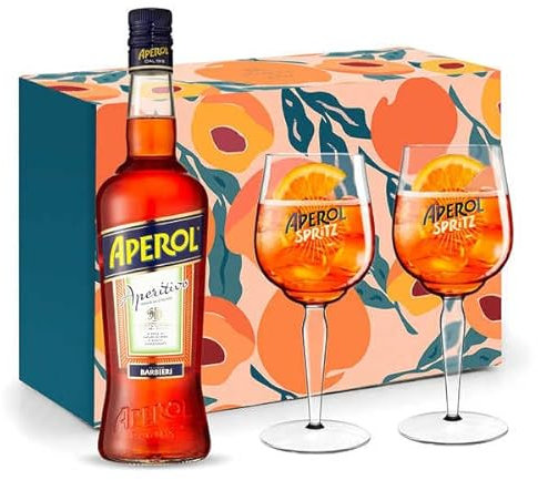Coffret dégustation Aperol Spritz 2 verres - Coffret cadeau 1 bouteille 70cl + 2 verres