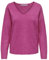 Pull en Maille structurée pour Femmes à col en V. Pull Ample à Manches Longues. Tunique ONLRICA Life., Couleurs:Rose-2, Taille:L