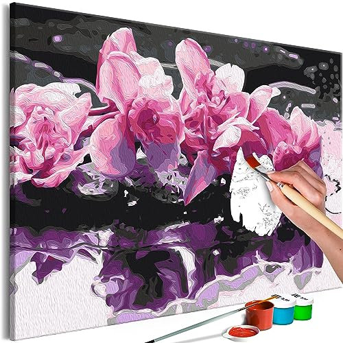 murando - Malen nach Zahlen Blumen Orchidee Natur 60x40 cm Malset mit Holzrahmen auf Leinwand für Erwachsene Kinder Gemälde Handgemalt Kit DIY Geschenk Dekoration b-A-10429-d-a