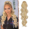 FESHFEN Pferdeschwanz Haarteil Haarverlängerung mit Kordelzug Pferdeschwanz Verlängerung Synthetik Wellig Locken Haarteil Blond hervorgehobenes Bleichblond Ponytail Extension für Frauen 60cm