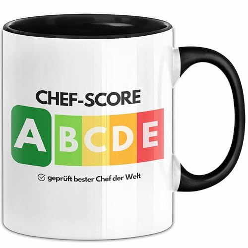 Chef-Score Tasse Geschenk Bester Chef Der Welt Abschied Witz Abschiedsgeschenk Boss (Schwarz)