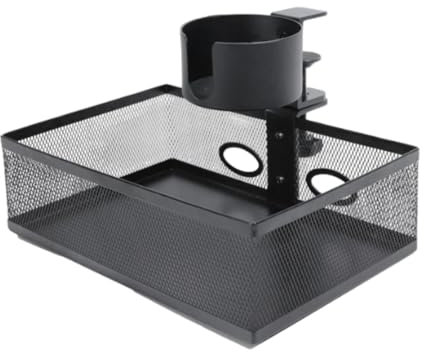 MagiDeal Caja de almacenamiento con bandeja para servir y portavasos que gira 360 grados, resistente organizador de cajones debajo del escritorio para
