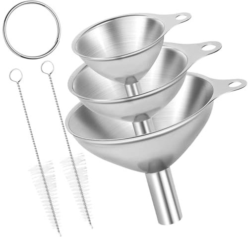 3pcs Funnel Set - Stainless Steel Funnels for Liquids, Powders, & Grains - Kitchen Essential