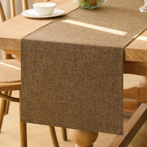 Kiatuniya Tischläufer Modern Table Runner Braun Tisch Läufer 40x180 cm Frühling Abwaschbar Tischdekoration Boho Landhausstil Tischband Dekostoff für Geburtstag Hochzeitsdeko Kommode Party Dekor