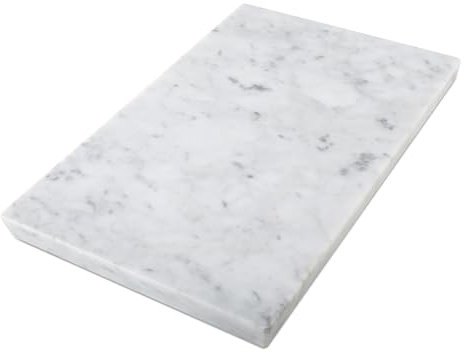Cahzfie Tagliere Rettangolare di Lusso in Marmo Naturale Italia, Tagliere da Cucina Multiuso per Tagliare e Servire Antipasti, Frutta, Pane, Verdure, Formaggi (Bianco Carrara)