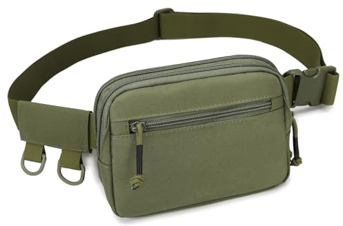 Huntvp Bauchtasche Herren Klein Gürteltasche Damen Fanny Pack Hüfttasche Nylon wasserdichte Bauchtasche Anti Diebstahl Brustbeutel Verstellbar Waist Bag für Sport Reise Outdoor Alltag, Grün