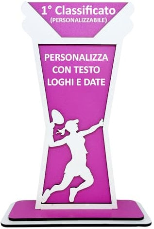 Vestipassioni Trofeo Personalizzato per Padel, Targa Premio, Riconoscimento Sportivo, in MDF Altezza 28 cm! (Femminile)