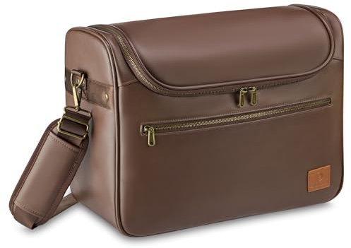 Equimour Horse Grooming Bag - Robust & Water-Repellent Cleaning Box Made of Vegan Leather - Lots of Storage Space & Flexible Compartments - with Carry Strap - Horse Accessories for Stable & Tournament