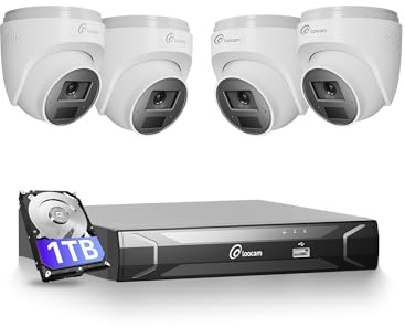 Loocam PoE CCTV Camera System, 8CH 5MP NVR Kit, 4pcs 4MP Security Cameras | 2-Way Audio, Person/Vehicle Detection, 1TB HDD for 24/7 Recording, 100ft Night Vision, Home Surveillance Indoor Outdoor