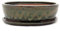 Bonsaï Bol avec sous assiette Taille 4 – Vert Olive/marron – Ovale – Modèle o7 – L 26 cm – B 21 cm – H 7,5 cm