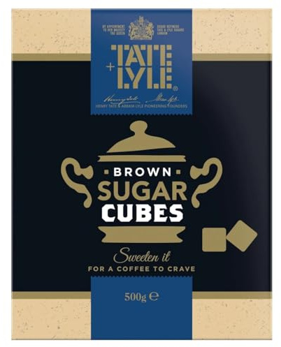 Tate & Lyle Fairtrade Demerara Brown Sugar Cubes 500g - Lumps for Coffee | Single half kilo bag, amber crystals, sweet spiced molasses taste, pure cane, vegan, kosher, hot drinks, cereal, baking