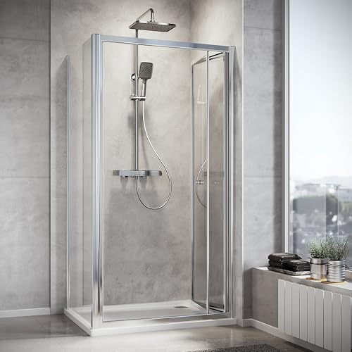 SONNI Duschkabine Falttür Duschwand glas faltbar für Badezimmer 80x80cm mit Seitenwand