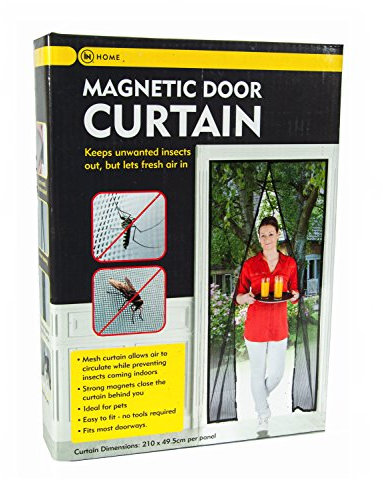 iN HOME Magnetic Door Curtain Screen to Keep Flies and Insects Out - Strong Magnet Mesh Curtain Allows Air to Circulate While Keeping bugs Out - 210cm Drop x 49.5cm Across Per Panel