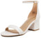 DREAM PAIRS Womens Bridal Sandals Ladies Mid Low Block Heels Sandals,White/PU Size 7 UK, Low-Chunk