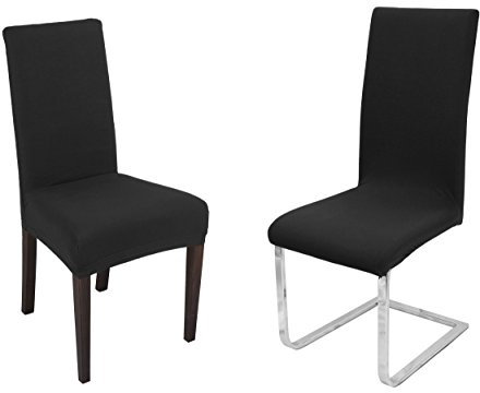 BEAUTEX Johanna Stuhlhusse elastische Stretch Husse Bi-Elastic, Baumwolle, Farbe wählbar, Schwarz