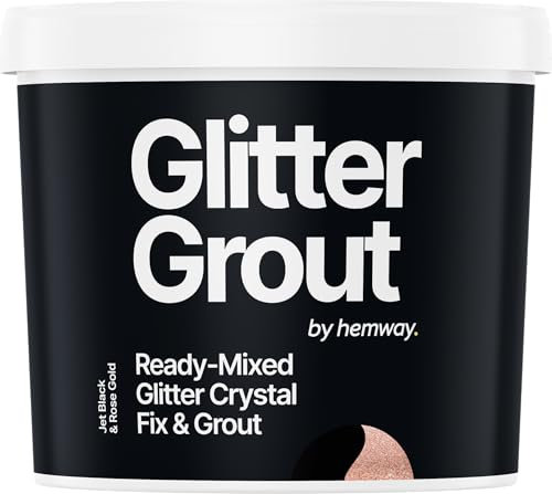 Hemway 2.5 L / 4.5 kg Rose Gold Glitter with Jet Black Grout | Ready Mixed & Easy to Use | Suitable for Kitchen, Bathroom & Flooring | Waterproof & Mould Resistant | Non-Toxic & Cruelty Free