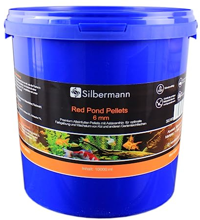 Silbermann Teichfutter Pellets - schwimmendes Hauptfutter für Teichfische (10000 ml, rot 6 mm)