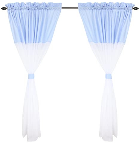 TupTam Kinderzimmer Voile Vorhänge Baby Gardinen mit Tunnelzug Set, Farbe: Hellblau, Größe: ca. 140 x 160 cm