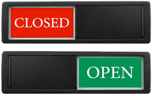 Open Closed Sign for Business Door, Open and Closed Magnetic Sliding Sign for Business Store Office Door Window Restaurants Bars Retail Salon Shops (Black)