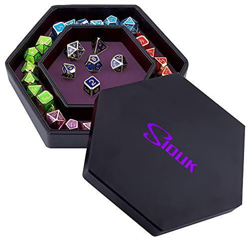 SIQUK Würfelbretter mit Deckel Würfeltablett Würfelteller PU Leder und Samt Würfel Brett Dice Rolling Tray Würfelroller für Würfelspiel D&D, RPG und Weitere Spiele, Lila